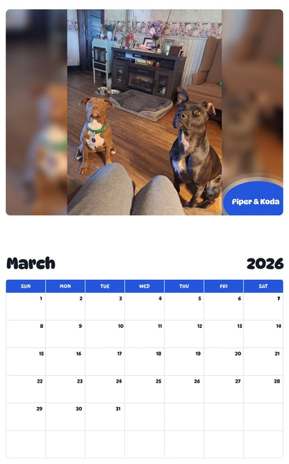 November 2025 - October 2026 Piper & Koda - Pawidols Pet Calendar