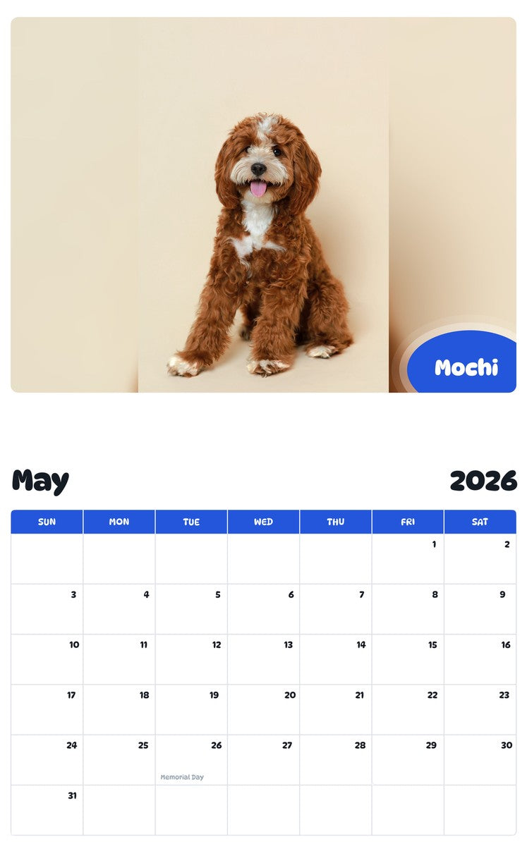 2026 - 2027 Mochi - Pawidols Pet Calendar