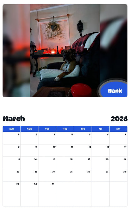 November 2025 - October 2026 Hank - Pawidols Pet Calendar