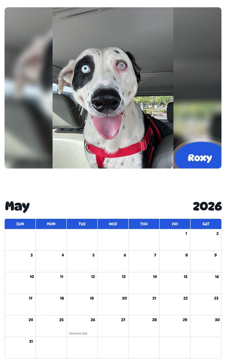 2026 - 2027 Roxy - Pawidols Pet Calendar