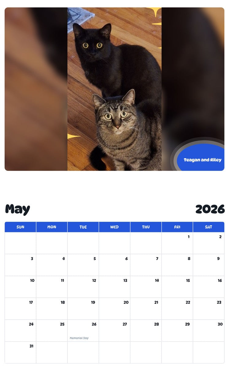 2026 - 2027 Teagan and Riley - Pawidols Pet Calendar