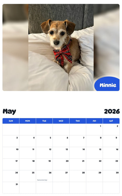 2026 - 2027 Minnie - Pawidols Pet Calendar