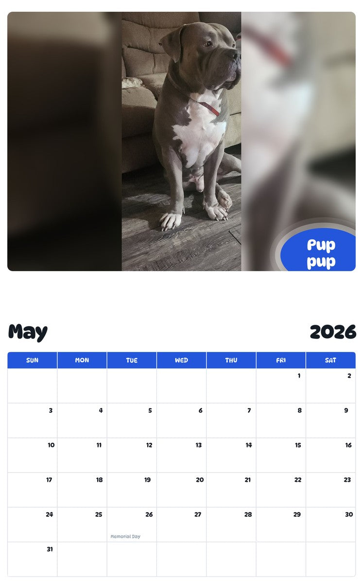 2026 - 2027 Pup pup - Pawidols Pet Calendar
