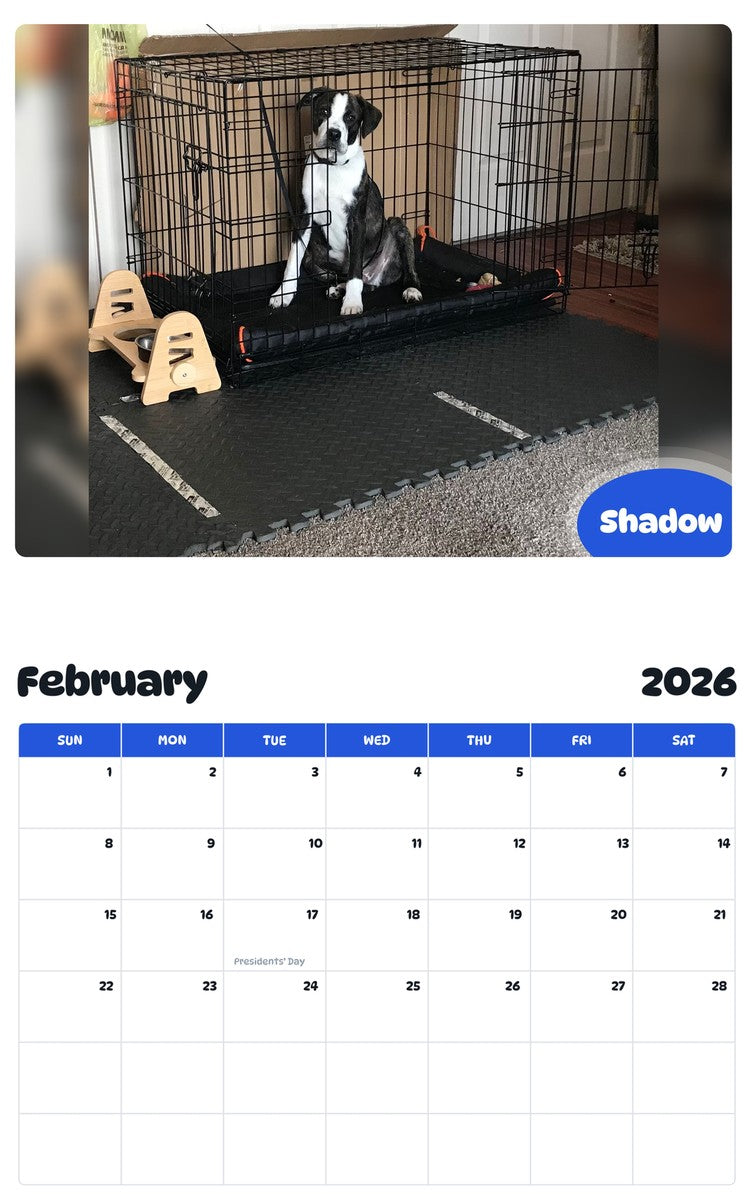 October 2025 - September 2026 Shadow - Pawidols Pet Calendar