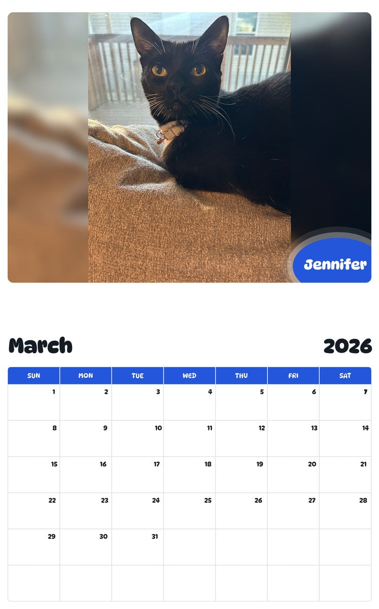 November 2025 - October 2026 Jennifer - Pawidols Pet Calendar