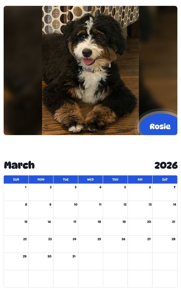 November 2025 - October 2026 Rosie - Pawidols Pet Calendar