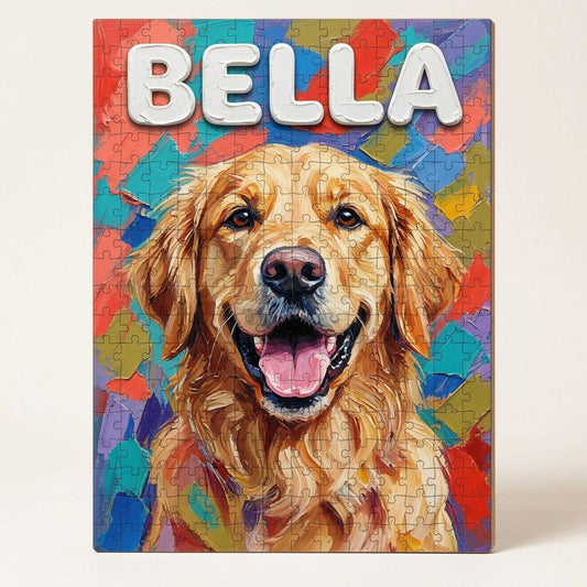 Palette Portrait Pet Puzzle – colorful palette-style pet portrait puzzle with name
